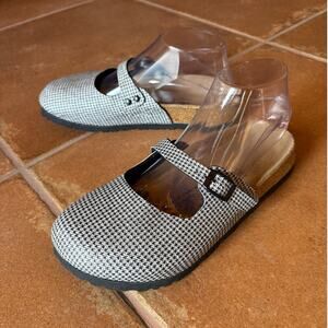 Birkenstock Birkis Maria Mary Jane Mule w Houndstooth Pattern, Adjustable size 6